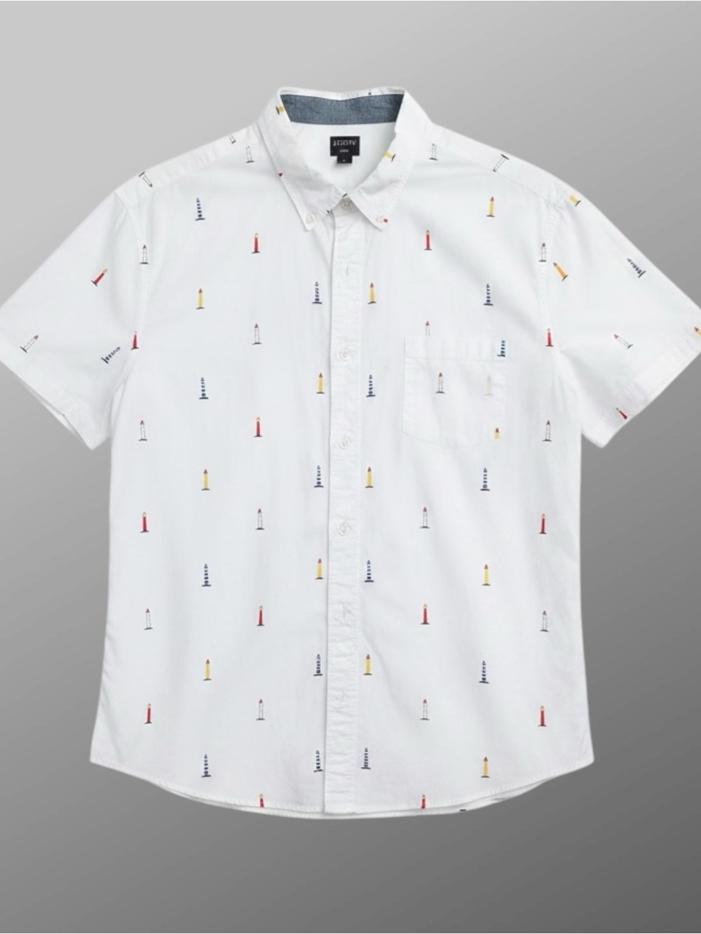 J. Crew Lighthouse Print Button Down Shirt Men’s XL Coastal Nautical